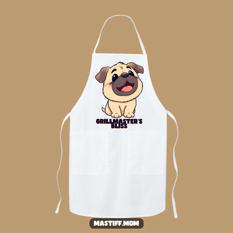 Funny Kawaii Mastiff Sky Panting Apron: Cook with Cheerful Paws!