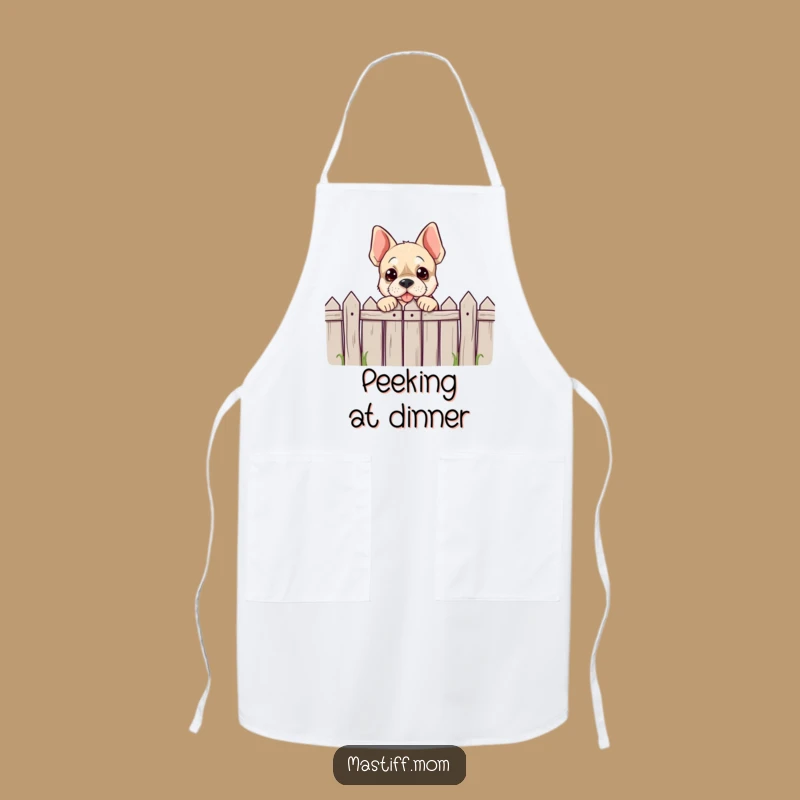 Funny Mastiff Peeking Apron - Playful Dog Kitchen Gift