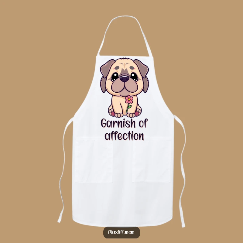 Funny Kawaii Mastiff Apron - Kitchen Kindness with Flower Gift, Great Funny Gift for Cooks