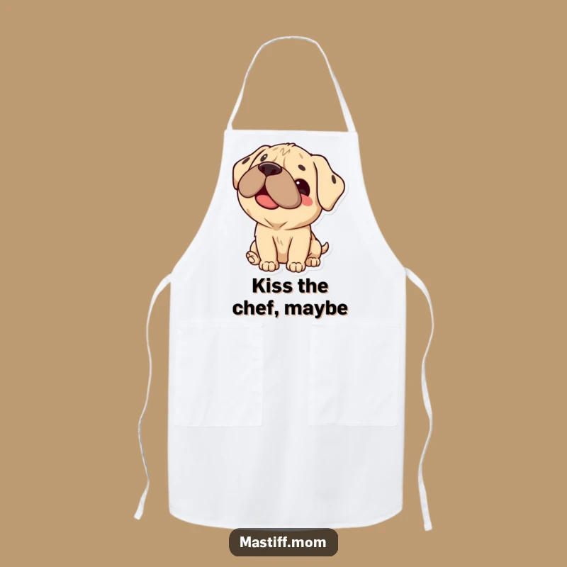Funny Kawaii Mastiff Apron: Cook with a Happy Licking Dog Sidekick