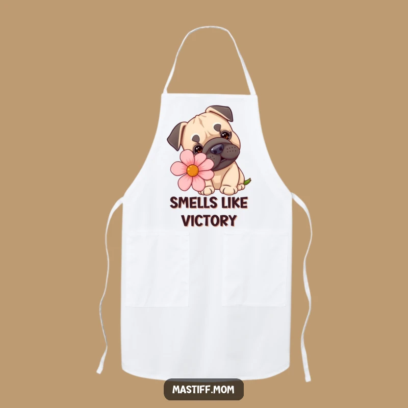 Funny Kawaii Mastiff Apron - Cute Dog Flower Cooking Gift