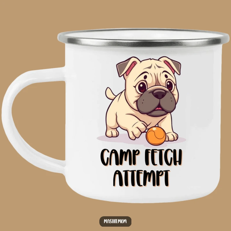 Durable Funny Kawaii Mastiff Fetch Fail Camping Mug: Adventure Humor