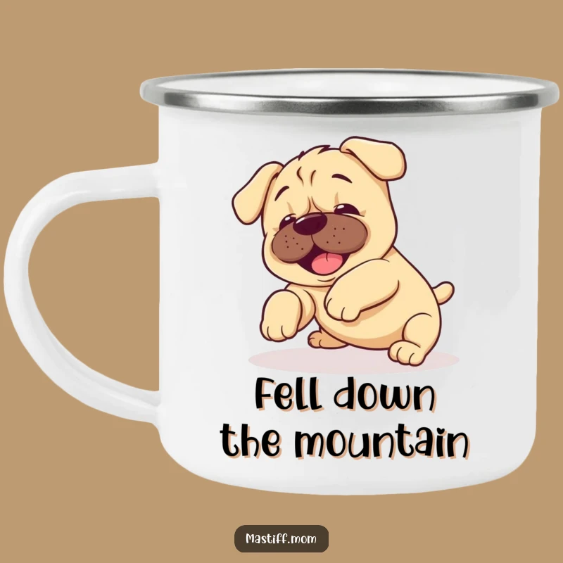 Funny Kawaii Mastiff Puppy Tumble Camping Mug: Clumsy Pup Outdoor Cup