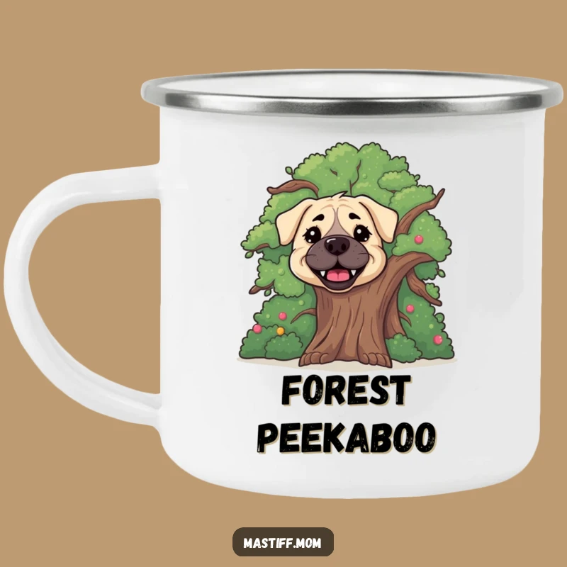Funny Happy Mastiff Camping Mug: Peek-a-Boo Adventures, The Ultimate Funny Gift for Outdoor Fun