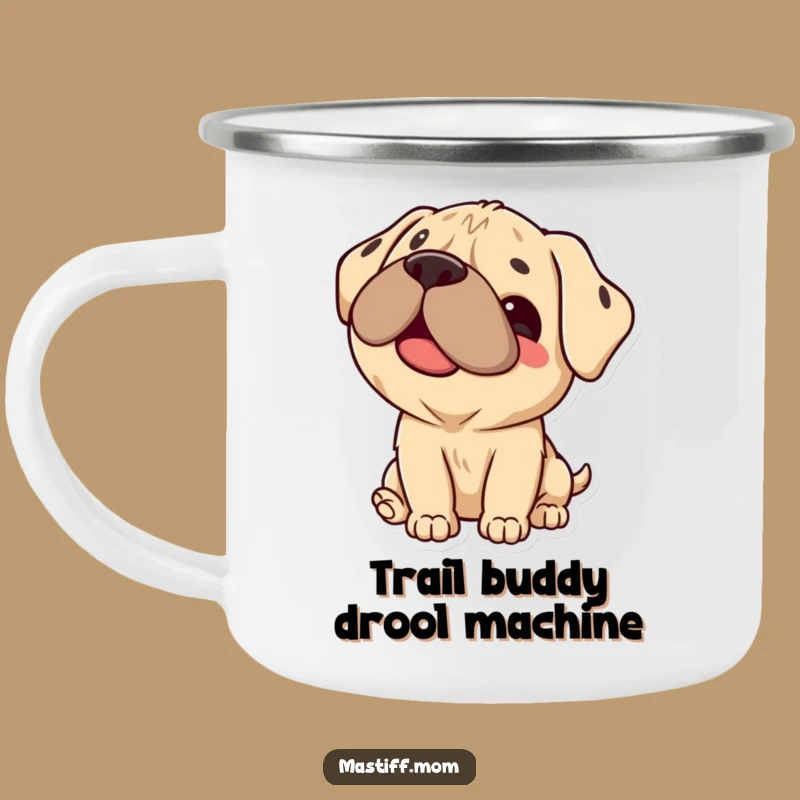 Funny Kawaii Mastiff Camping Mug: Enjoy Drinks with a Happy Licking Dog