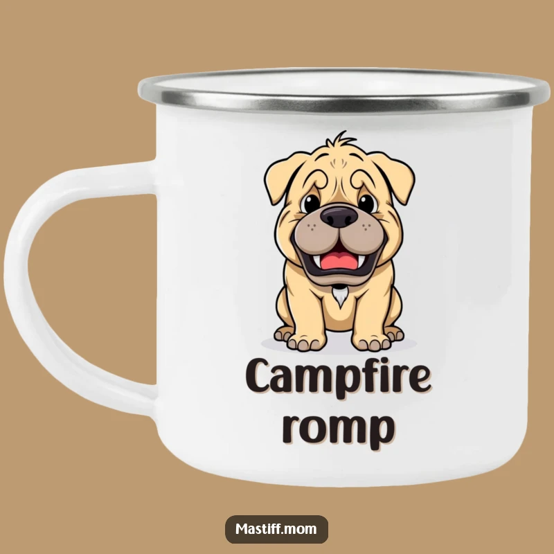 Funny Kawaii Mastiff Playful Growl Camping Mug: Adventure Ready!
