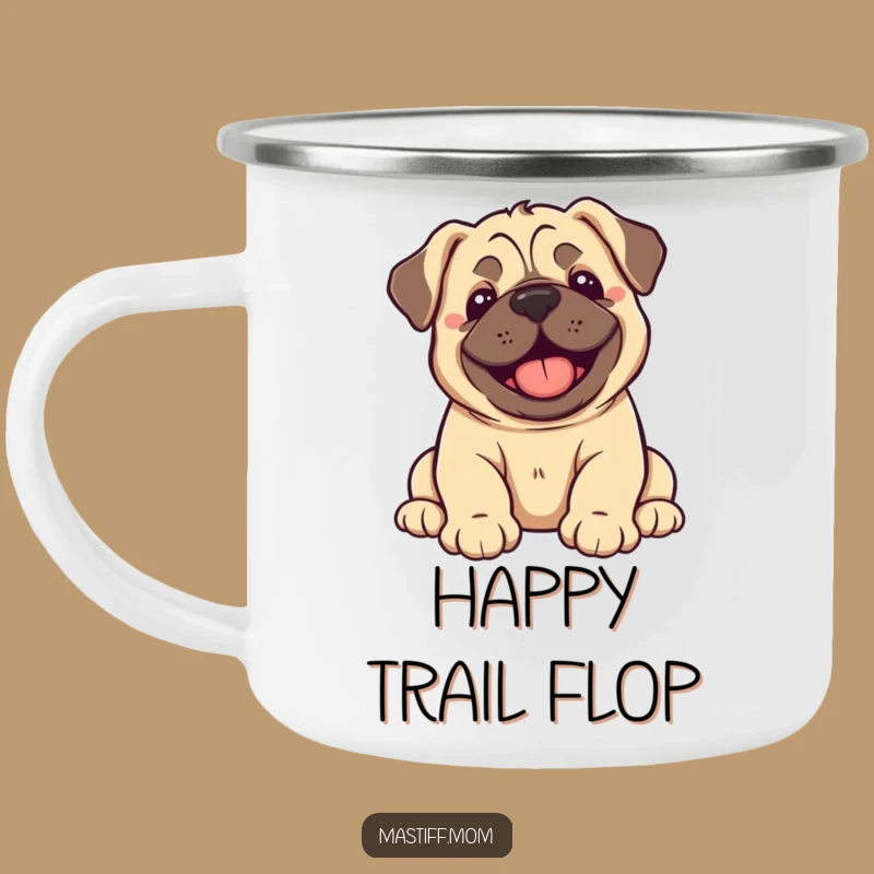 Funny Kawaii Mastiff Puppy Joy Flop Camping Mug: Happy Pup Outdoor Cup