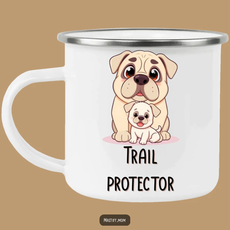 Funny Kawaii Mastiff Puppy Love Camping Mug: Adventure with Affection