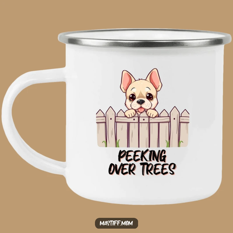 Funny Mastiff Peeking Camping Mug - Playful Dog Camp Cup Gift