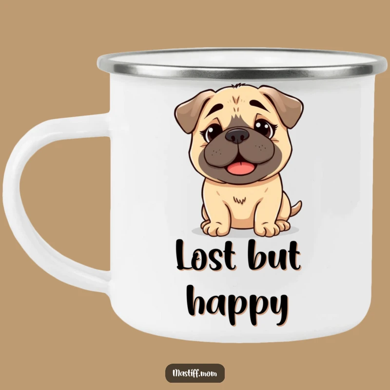 Funny Kawaii Mastiff Bewildered Camping Mug - Happy Dog Camp Cup Gift