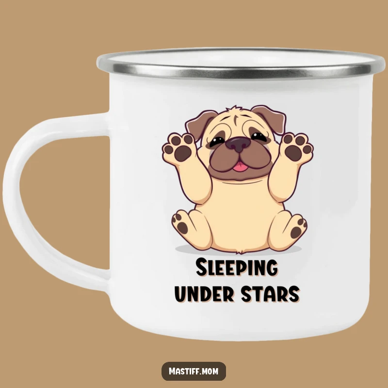Funny Kawaii Mastiff Paws in Air Camping Mug: Adventure in Fun!