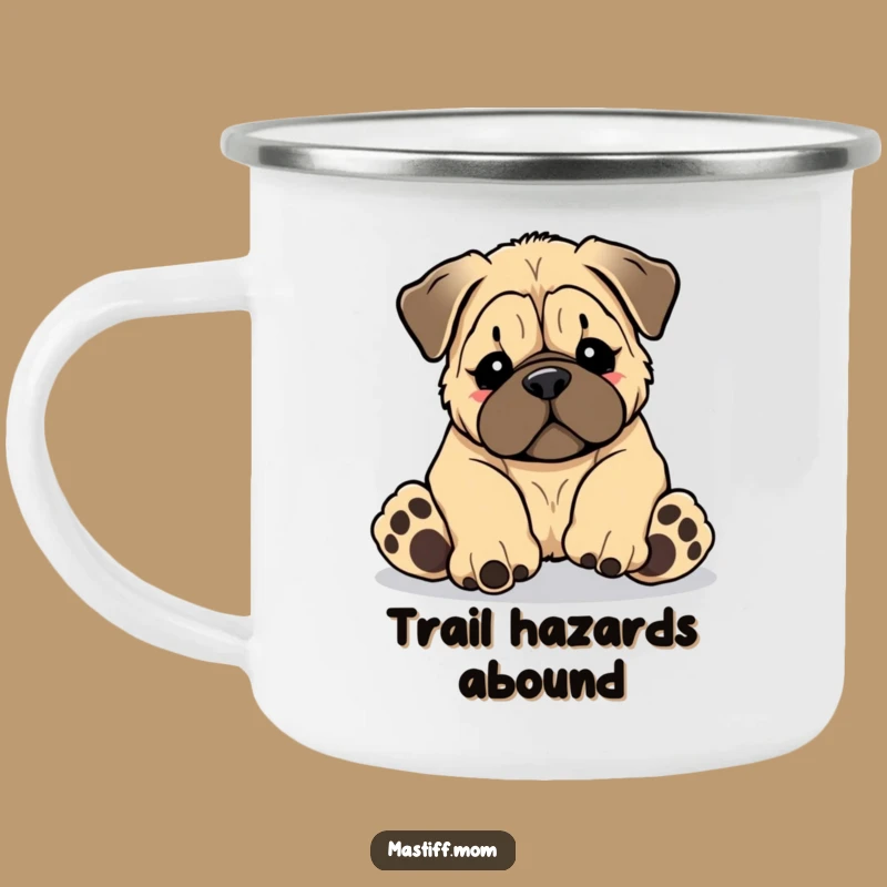 Funny Kawaii Mastiff Camping Mug - Tripping Puppy Adventure, Durable & Hilarious Funny Gift