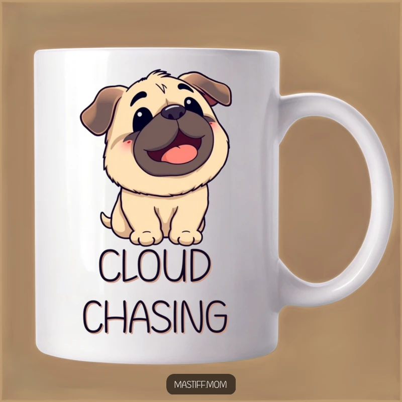 Funny Kawaii Mastiff Sky Panting Mug: Joyful Dog Lover's Gift!