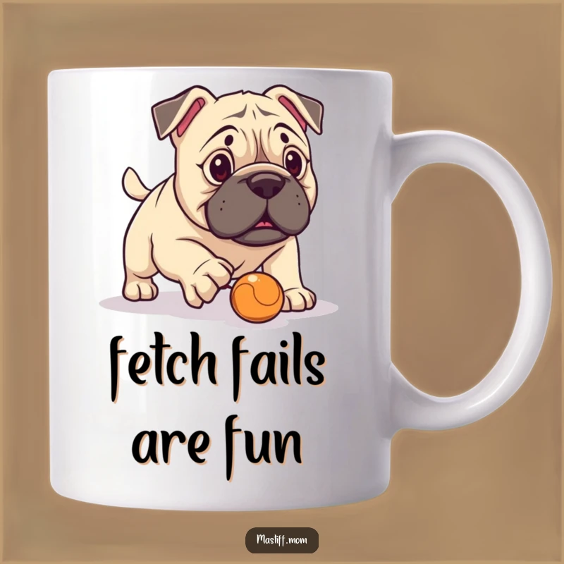 Funny Kawaii Mastiff Fetch Fail Mug: Hilarious Gift for Big Dog Lovers