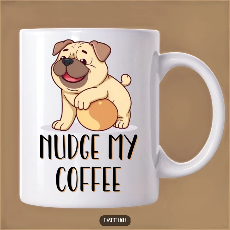 Funny Happy Mastiff Mug: Playful Ball Nudge, Perfect Funny Gift for Gentle Giant Lovers