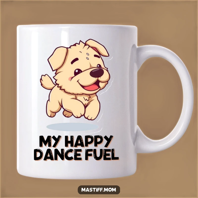Funny Kawaii Mastiff Mug: Clumsy Dog Joyfully Bounding, Perfect Funny Gift