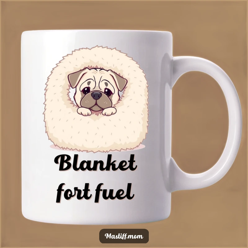 Funny Kawaii Mastiff Peek-a-Boo Mug - Fluffy Blanket Dog Lover Gift