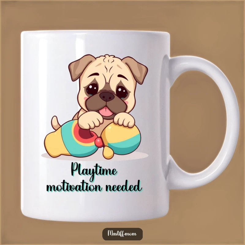 Funny Kawaii Mastiff Puppy Mug: Playful Nudge with a Favorite Toy