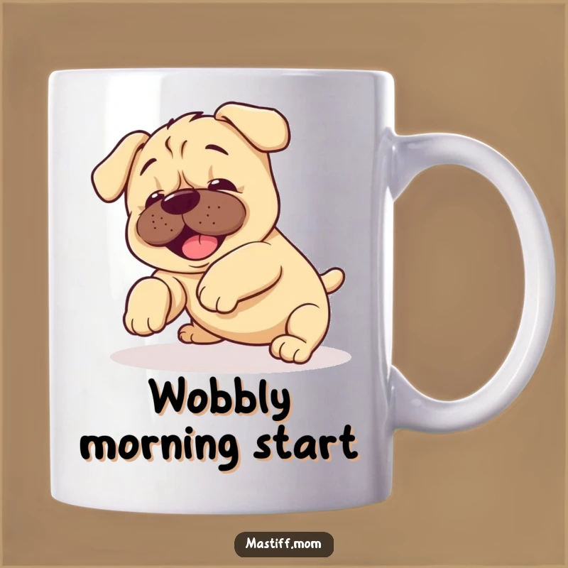 Funny Kawaii Mastiff Puppy Tumble Mug: Happy Clumsy Puppy Gift