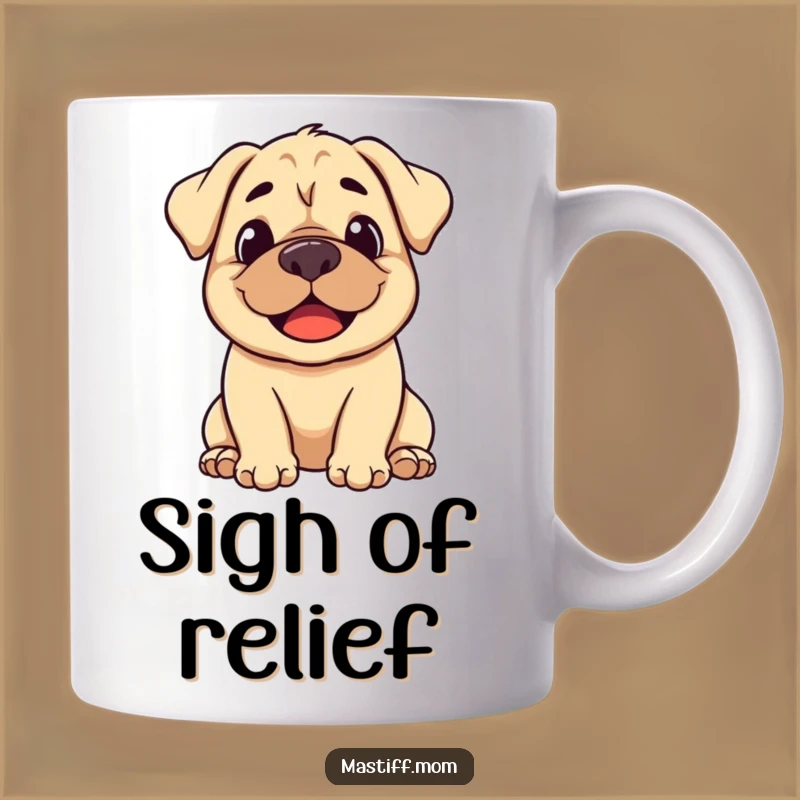 Funny Mastiff Happy Sigh Mug: Stylized Dog Relaxation Gift