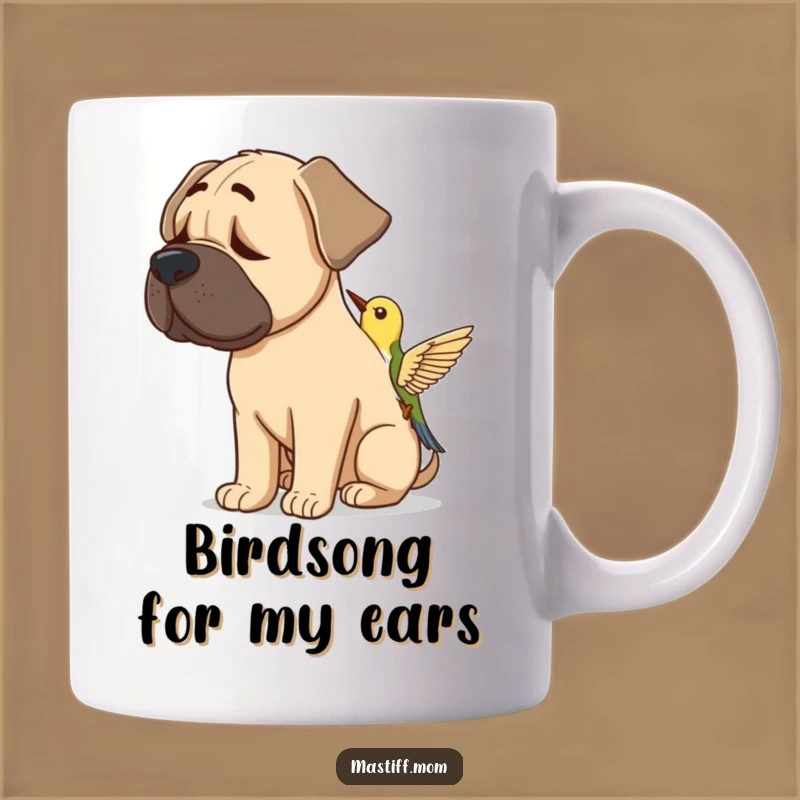 Funny Mastiff Listening Bird Mug - A Hilarious Gift for Curious Dog Lovers!