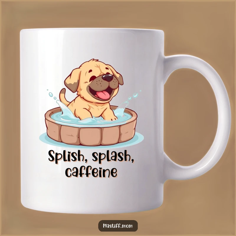 This mug captures a Mastiff cub having an absolute blast, giggling while splashing in a pool. Pure, hilarious joy in every sip.