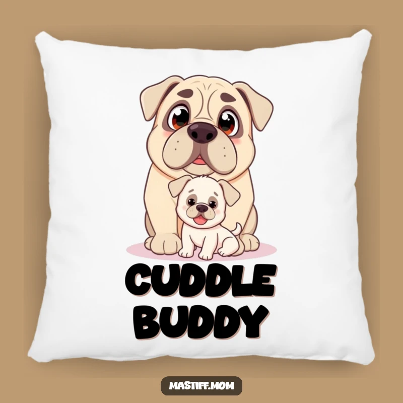 Cozy Funny Kawaii Mastiff Puppy Love Pillow: Soft Comfort with a Smile