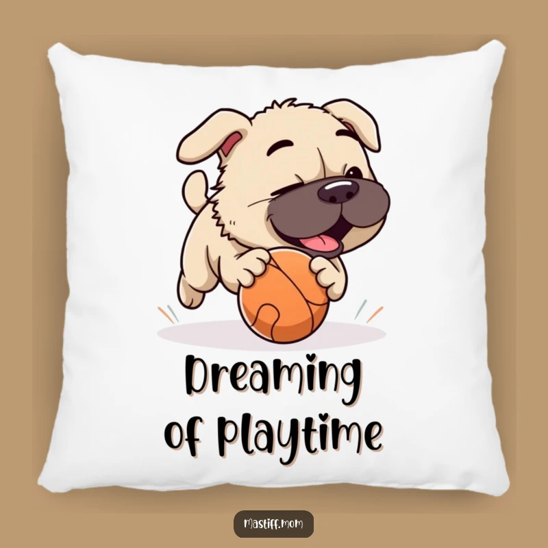 Cuddly Funny Playful Mastiff Ball Pillow: Rest After Play Gift