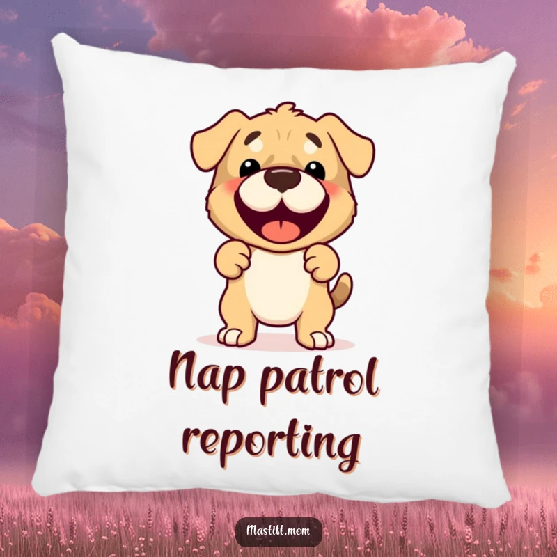 Funny Mastiff Pillow with a cute, joyful, and protective Mastiff character offering cozy comfort.