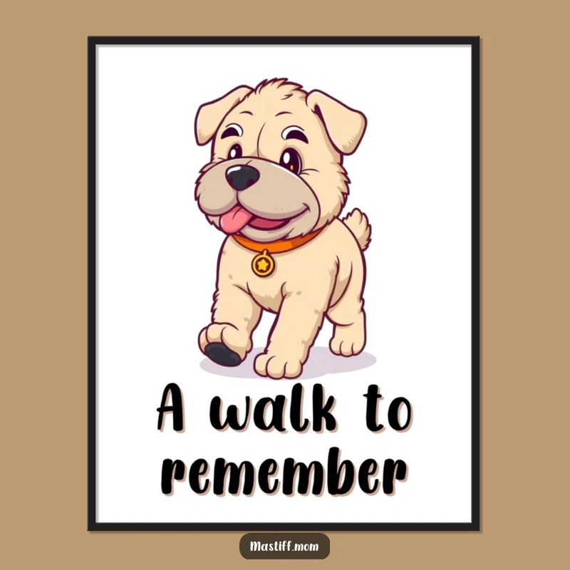 Funny Kawaii Mastiff Digital Art: Dignified Walk, Instant Download Funny Gift