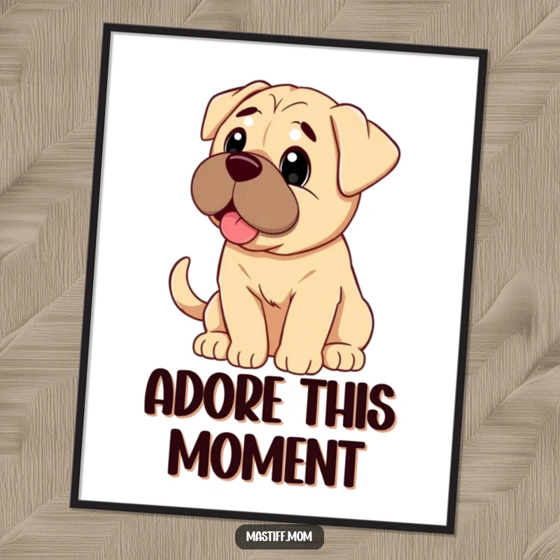 Funny Mastiff dog looking with pure adoration and a wagging tail, digital art for wall decor.