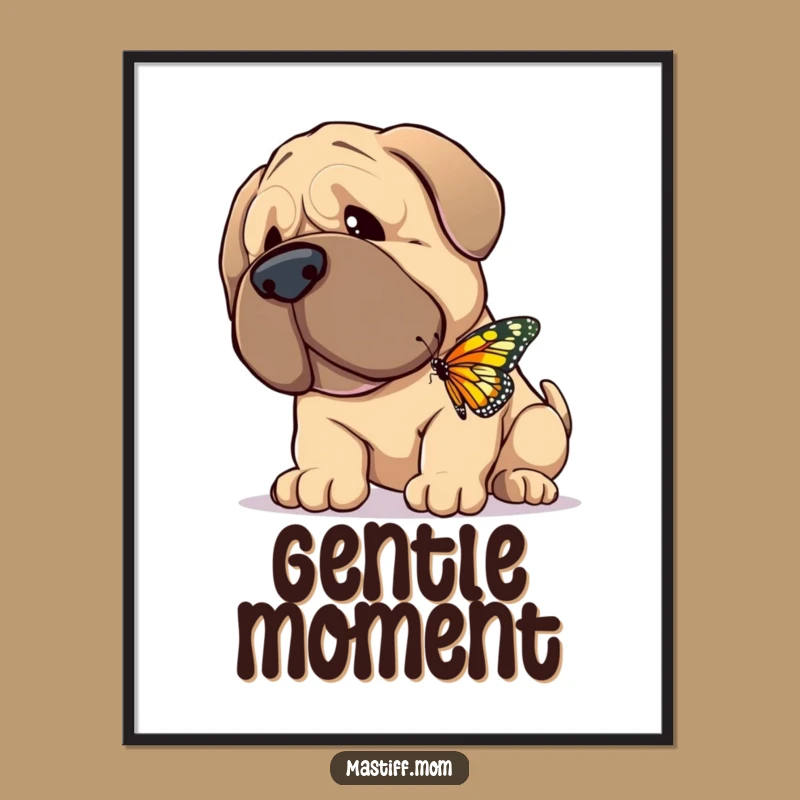 Funny Gentle Mastiff Digital Art: Giant Dog Printable for Instant Warmth