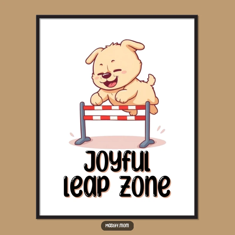 Funny Kawaii Mastiff Digital Art - Clumsy Leap Print for Joyful Decor