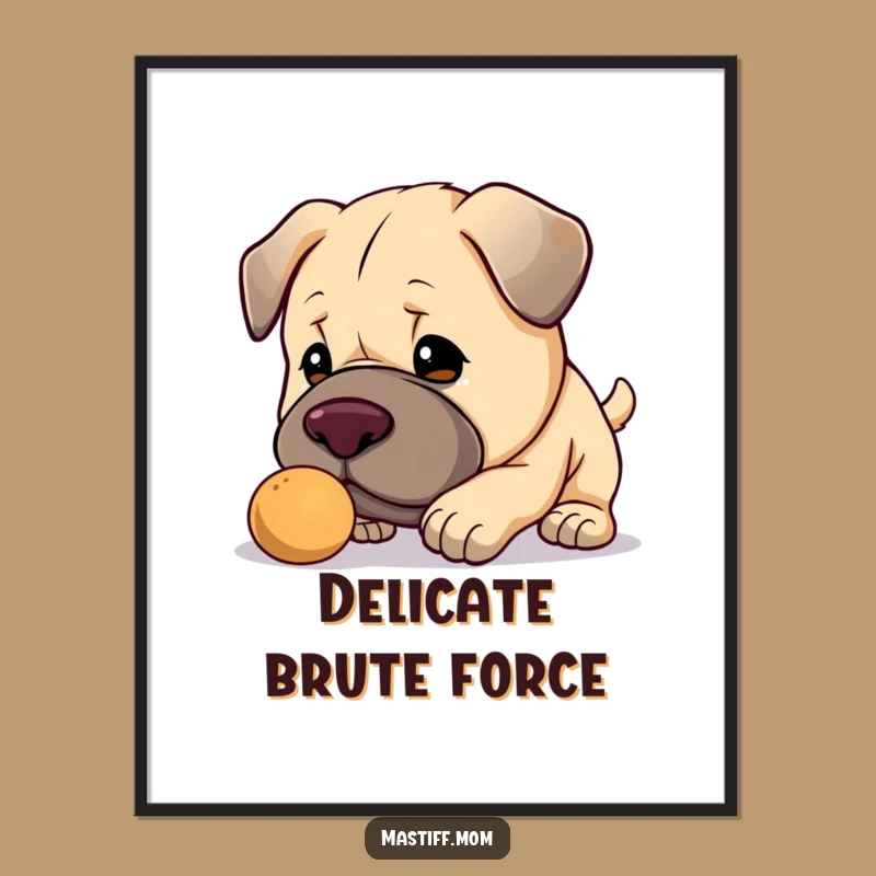 Funny Kawaii Mastiff Digital Art: Gentle Nudge, Instant Charm Gift