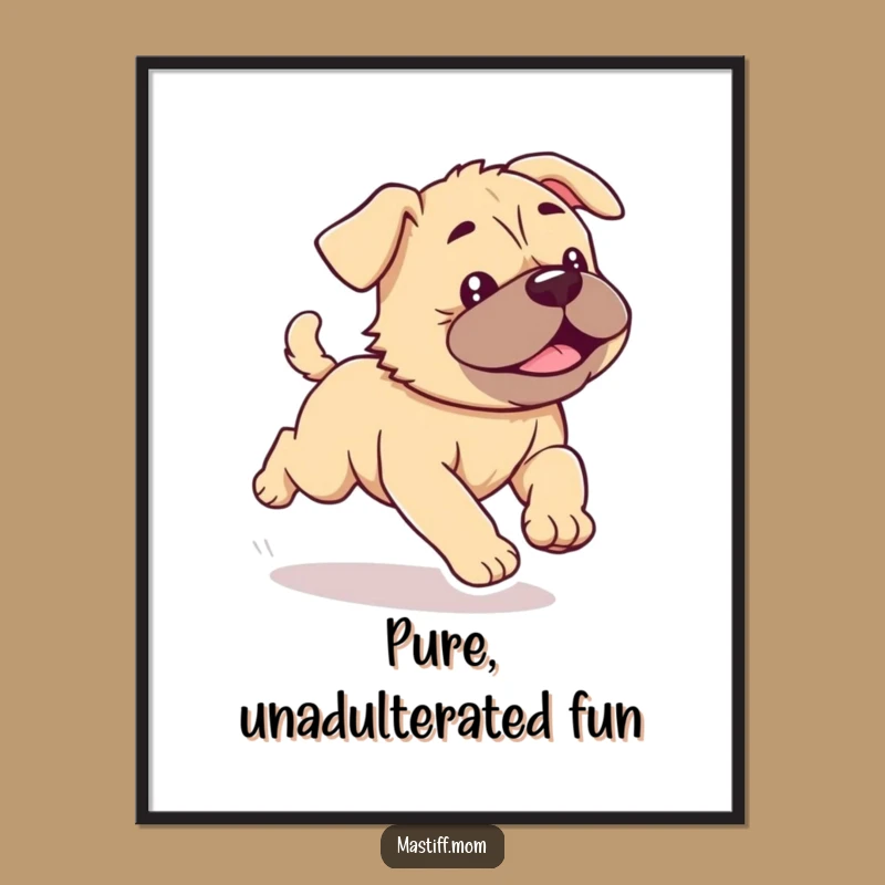 Funny Kawaii Mastiff Digital Art Print: Wiggly Puppy Decor for Joy