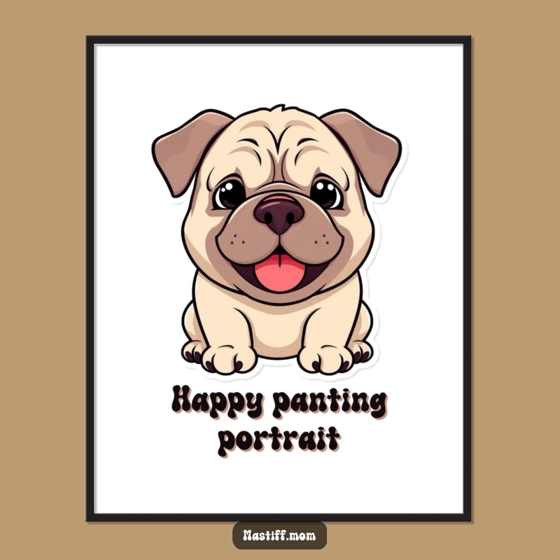 Funny Kawaii Mastiff Happy Smile Digital Art: Instant Joyful Decor