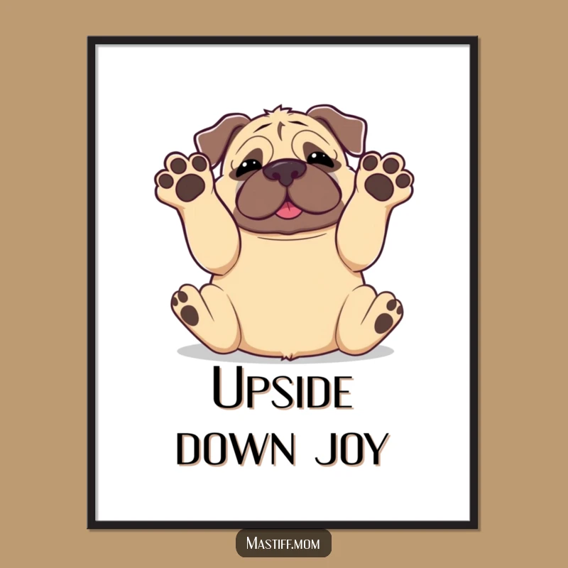 Funny Kawaii Mastiff Paws in Air Digital Art: Instant Joyful Decor!