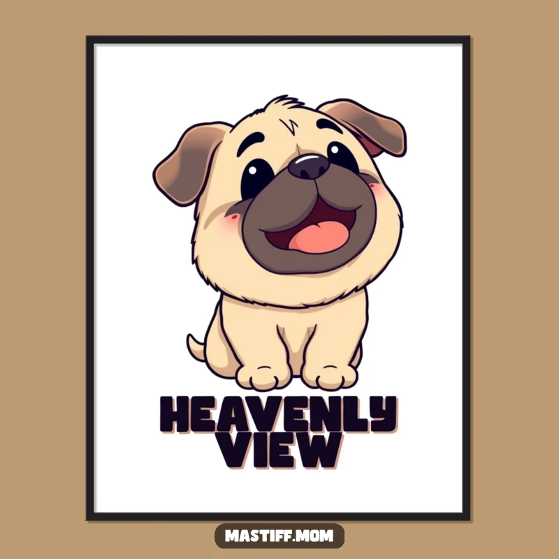Funny Kawaii Mastiff Sky Panting Digital Art: Instant Sunshine Decor!