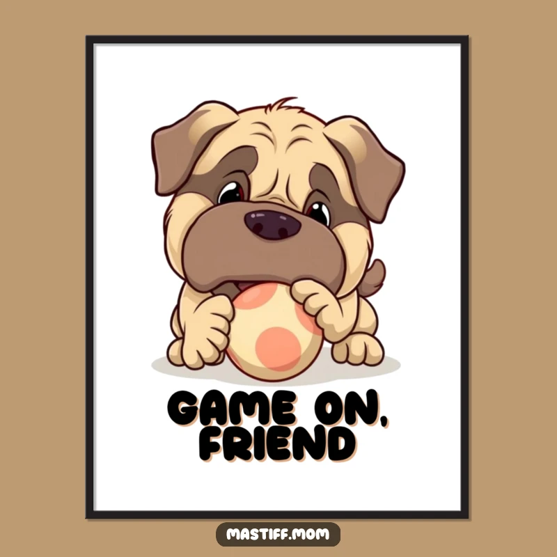 Funny Mastiff Ball Digital Art - Playful Dog Decor Gift