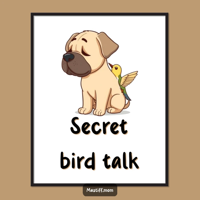 Funny Mastiff Bird Listener Digital Art - Hilarious Nature Decor!