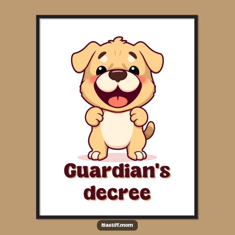 Funny Mastiff Digital Art: Joyful Protective Dog Art Gift