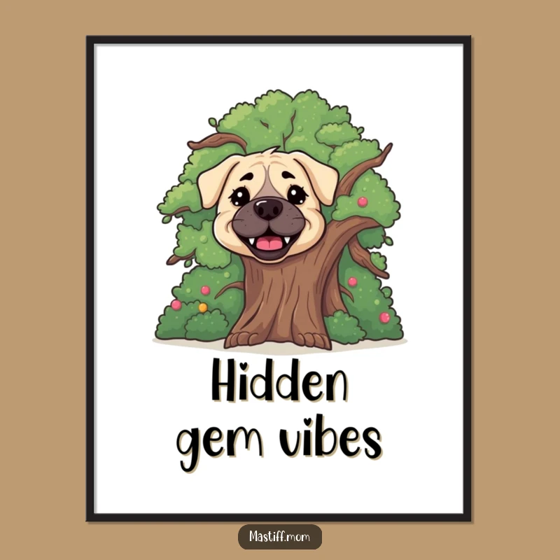 Funny Happy Mastiff Digital Art: Peek-a-Boo Fun, Instant Download Funny Gift