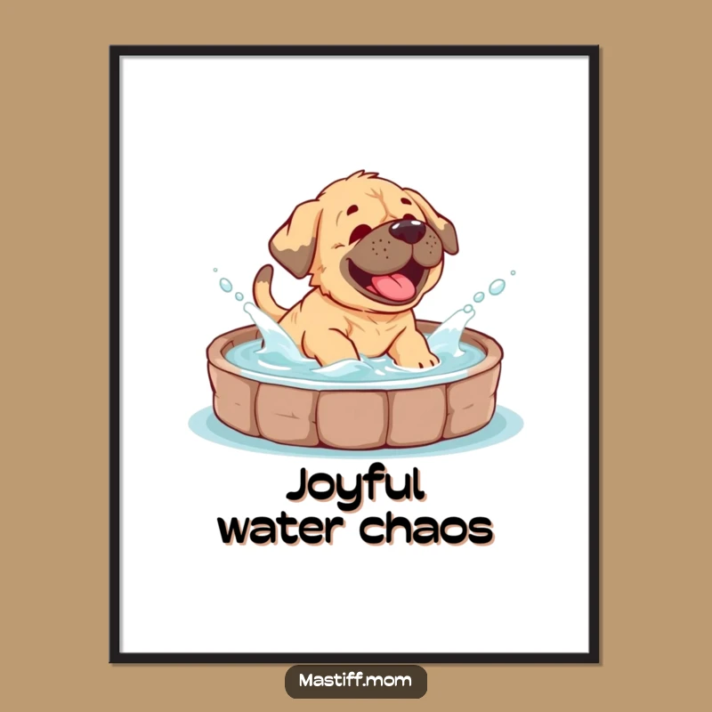 Funny Mastiff Cub Digital Art: Instant Giggling Puppy Splash Download