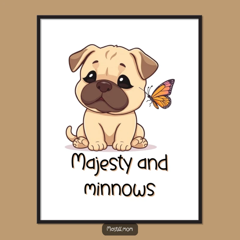 Funny Mastiff Butterfly Digital Art - Hilarious Wall Decor for Dog Lovers!
