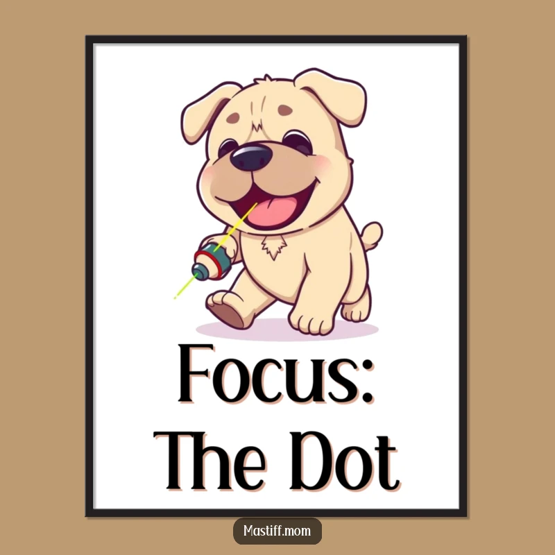 Printable Funny Kawaii Mastiff Art - Laser Chase Dog Decor Gift