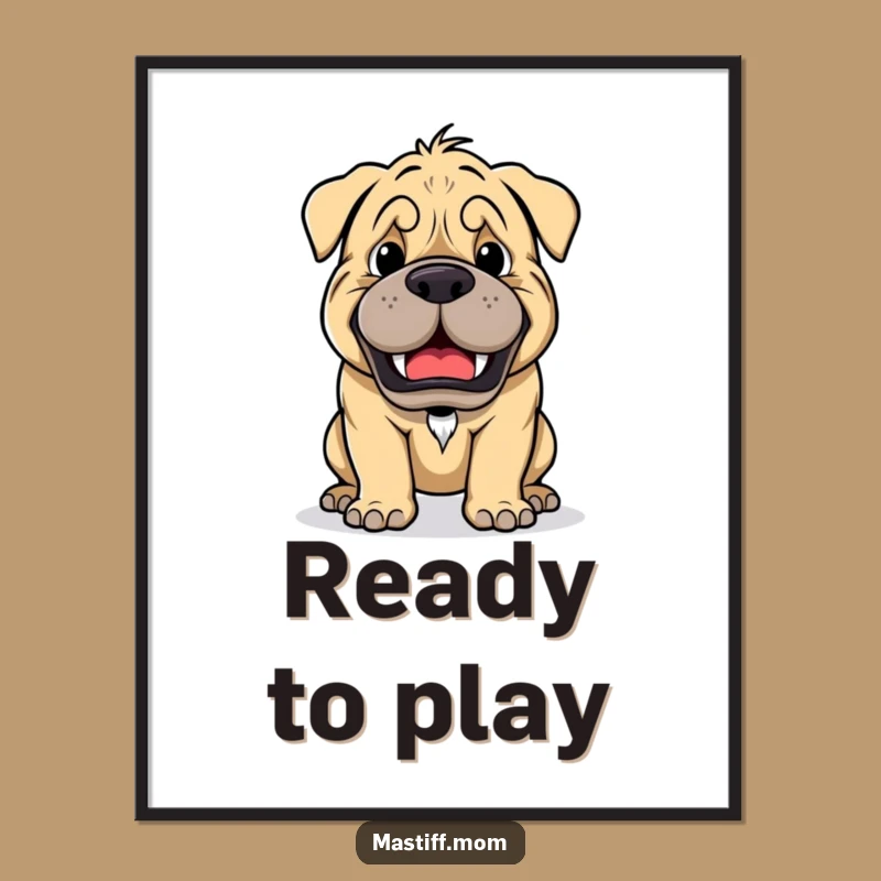 Funny Kawaii Mastiff Playful Growl Digital Art: Instant Game Decor!