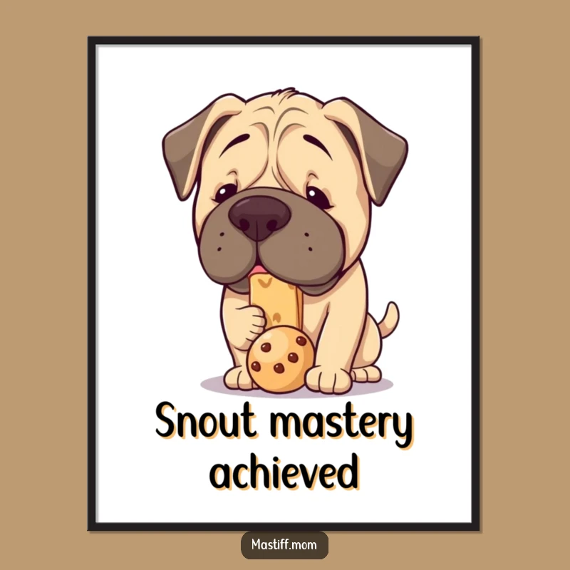 Funny Kawaii Mastiff Treat Balance Digital Art - Hilarious Art Download