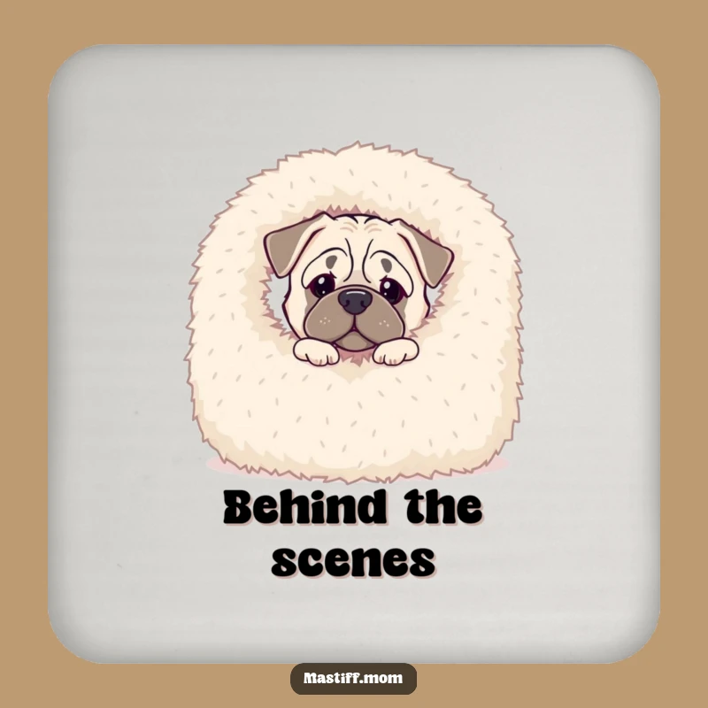Funny Kawaii Mastiff Drink Coaster - Peek-a-Boo Blanket Protection