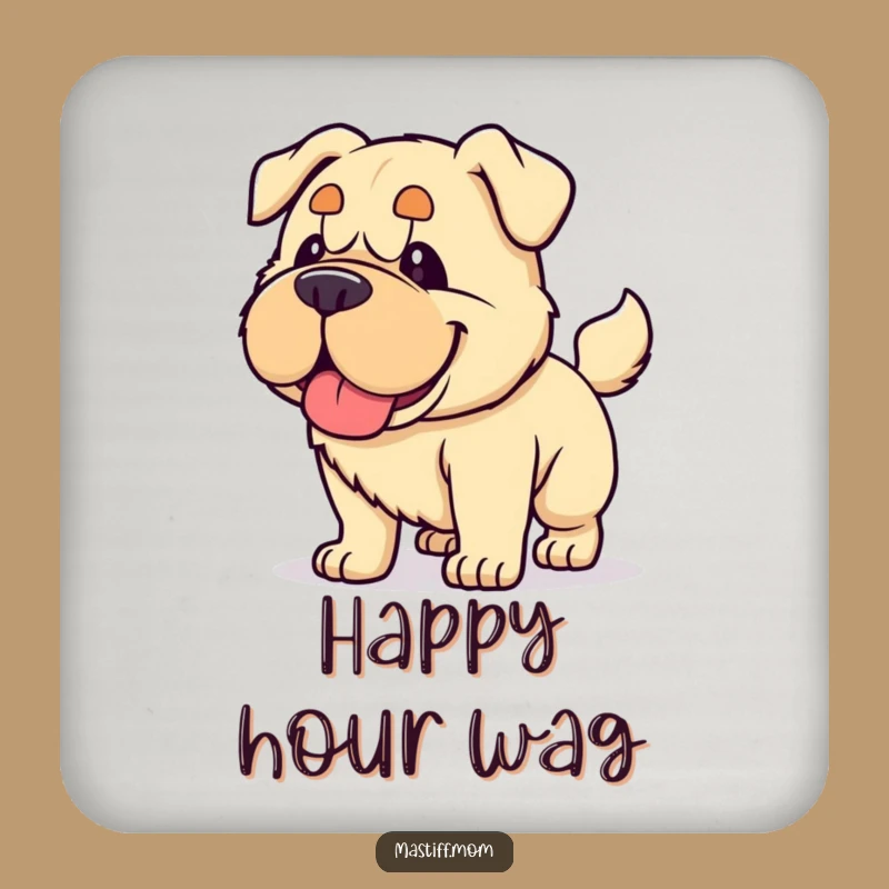 Funny Kawaii Mastiff Coaster - Energetic Dog Drink Protector
