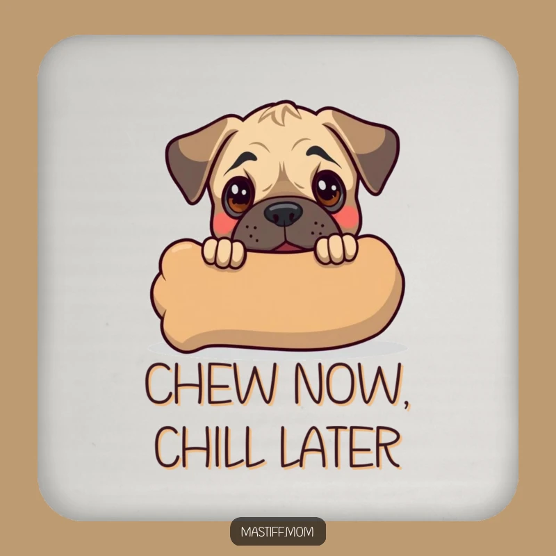 Funny Kawaii Mastiff Puppy Coasters: Protect Surfaces with Cute Dog Art, Gift Set